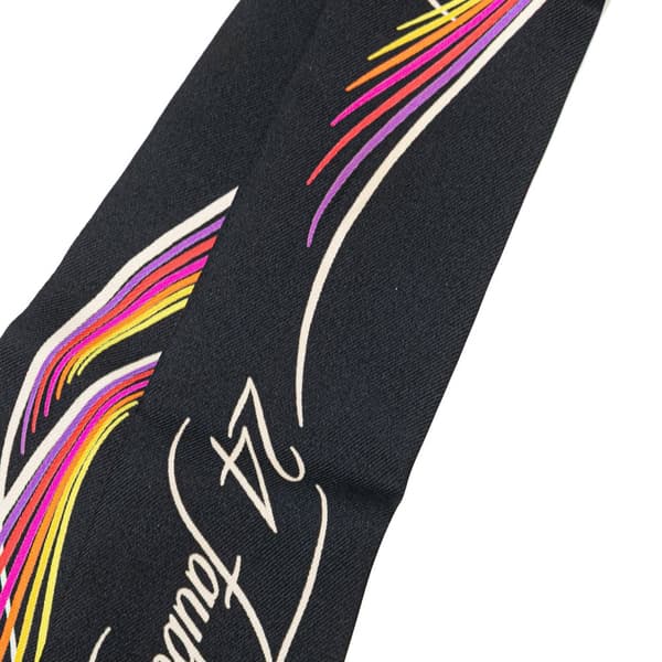 Pre-owned Hermès 24 Faubourg Silk Twilly Scarf Black