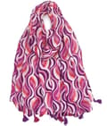 Miniatyrbillede 3 af 6: Wave print scarf with pompoms