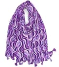 Miniatyrbillede 6 af 6: Wave print scarf with pompoms