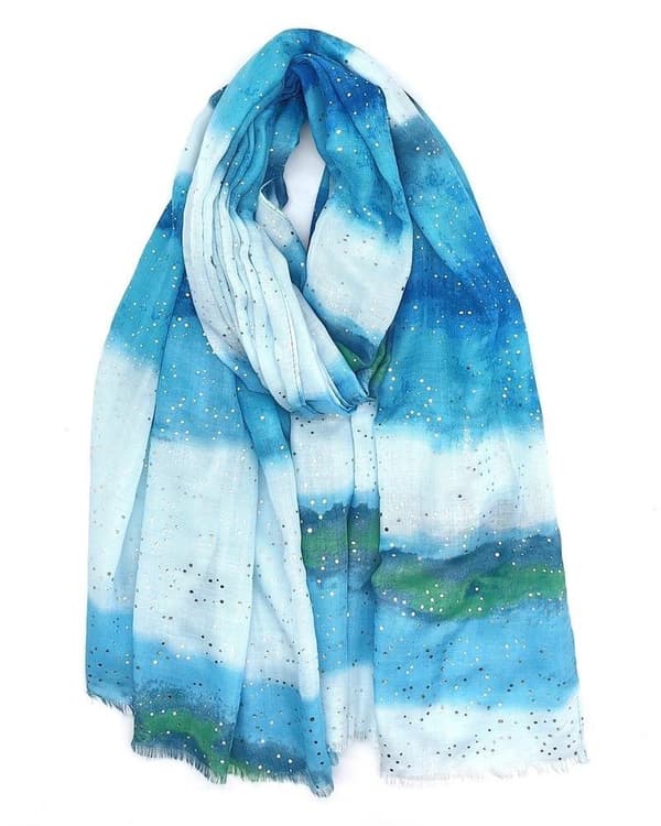 Scarf with gradient print and gilded decoration - multiple colors