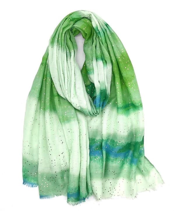 Scarf with gradient print and gilded decoration - multiple colors