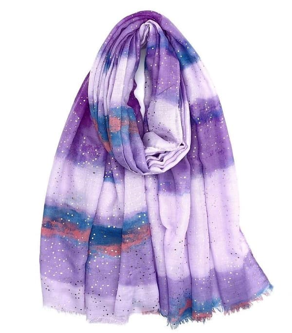 Scarf with gradient print and gilded decoration - multiple colors