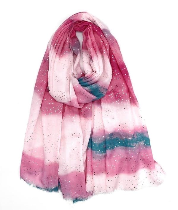 Scarf with gradient print and gilded decoration - multiple colors