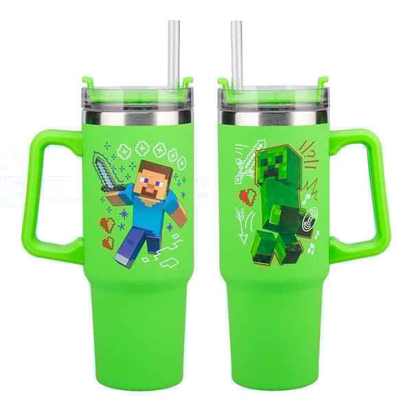 Minecraft Grön 900 ml Isolerad Mugg med Sugrör, Paladone