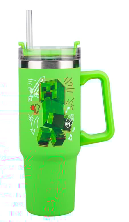 Minecraft Grön 900 ml Isolerad Mugg med Sugrör, Paladone