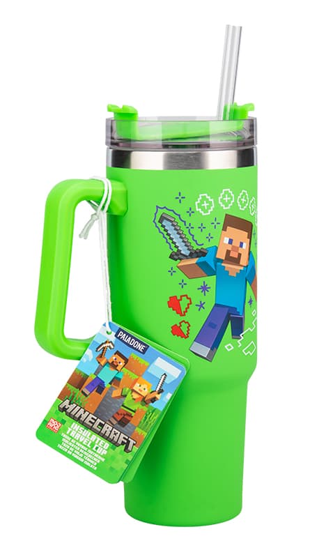 Minecraft Grön 900 ml Isolerad Mugg med Sugrör, Paladone