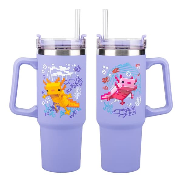 Minecraft Lila 900 ml Isolerad Mugg med Sugrör, Paladone
