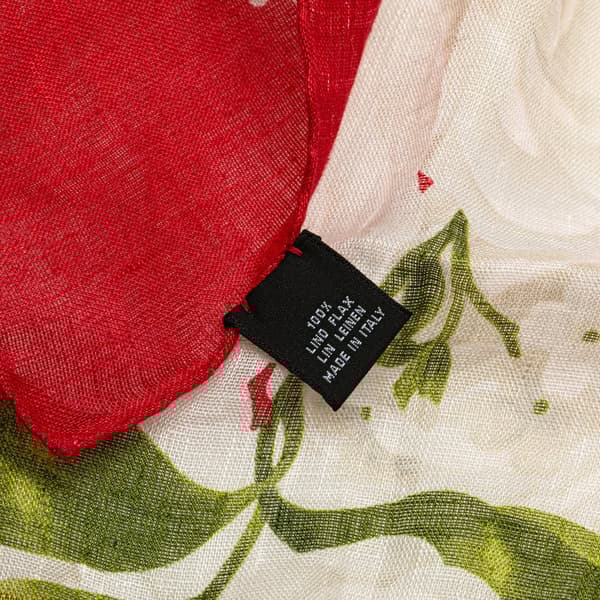 Pre-owned Chanel Camellia Printed Linen Scarf Red