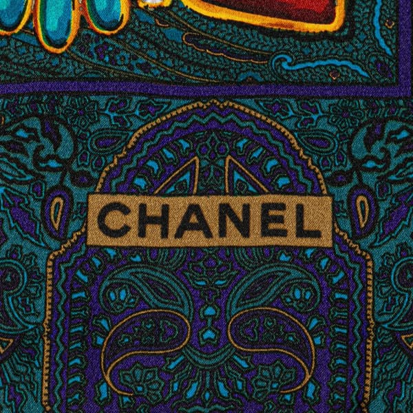 Pre-owned Chanel Gripoix Silk Scarf Green