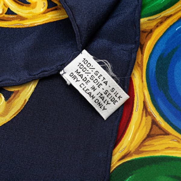 Pre-owned Chanel Gripoix Buttons Silk Scarf Blue