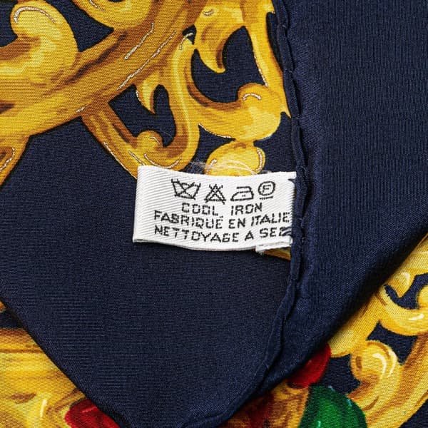 Pre-owned Chanel Gripoix Buttons Silk Scarf Blue