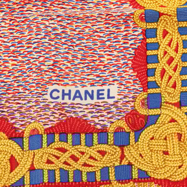 Pre-owned Chanel Nautical Rope Knot Print Silk Scarf Gold