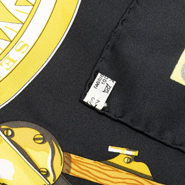 Pre-owned Hermès Sextants Silk Scarf Black
