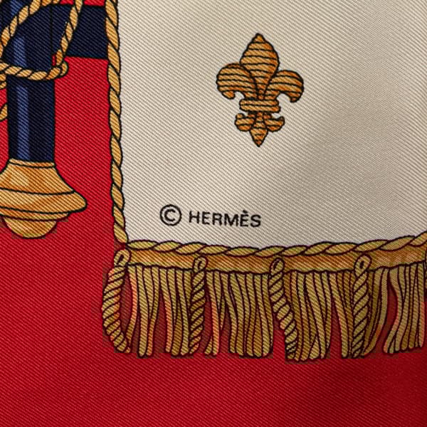 Pre-owned Hermès Vue Du Carosse De La Galere La Reale Silk Scarf Red