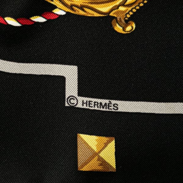 Pre-owned Hermès Keys Les Cles Silk Scarf Black