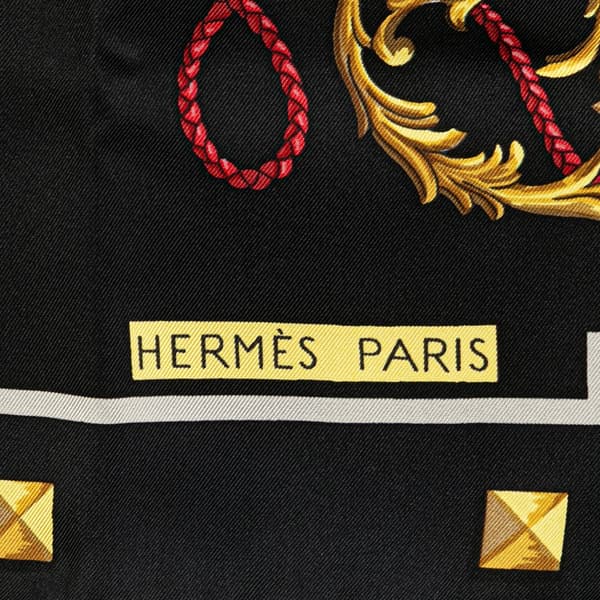 Pre-owned Hermès Keys Les Cles Silk Scarf Black