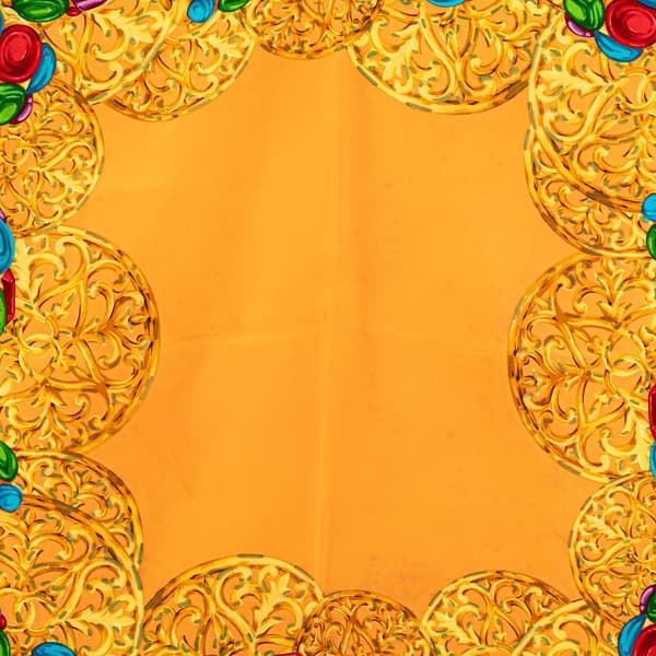 Pre-owned Chanel Gripoix Buttons Silk Scarf Orange