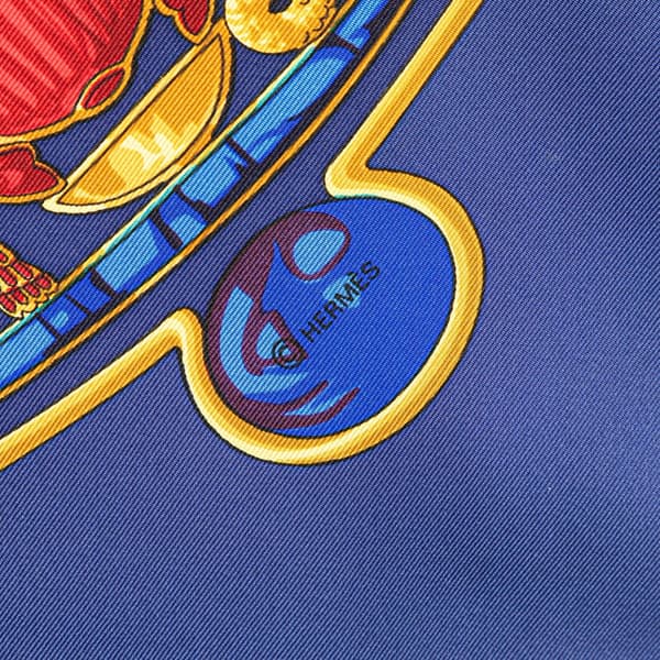 Pre-owned Hermès Scarabees Et Pectoraux Silk Scarf Blue