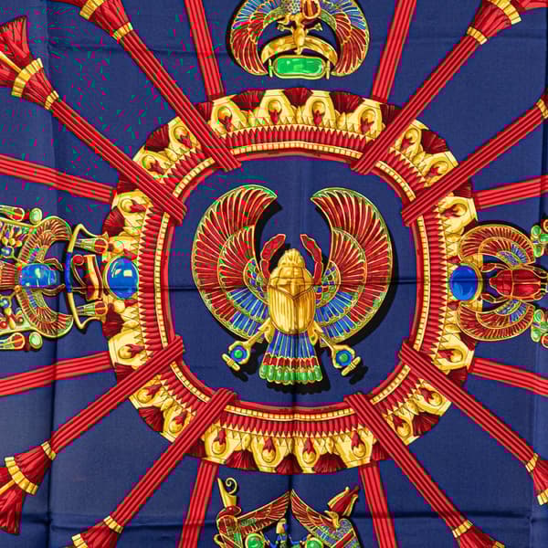 Pre-owned Hermès Scarabees Et Pectoraux Silk Scarf Blue
