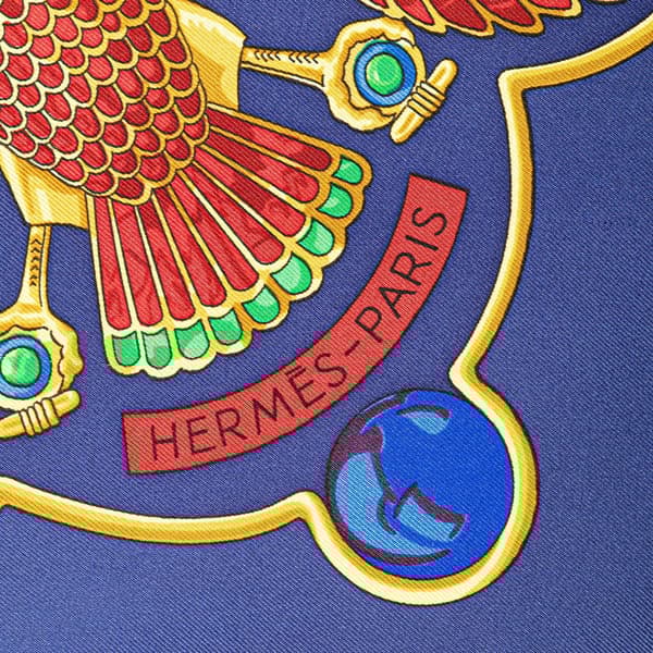 Pre-owned Hermès Scarabees Et Pectoraux Silk Scarf Blue