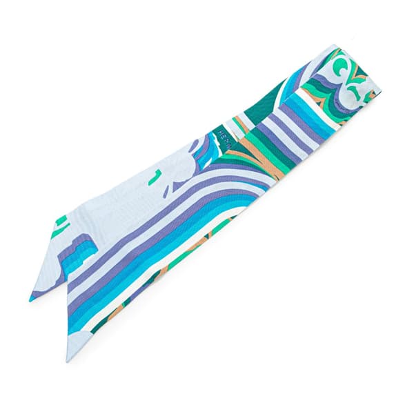 Pre-owned Hermès Brides de Gala Shadow Silk Twilly Scarf Blue