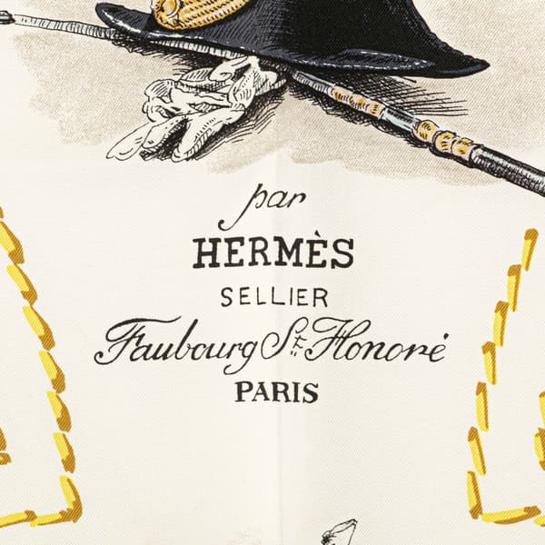 Pre-owned Hermès Cadre Noir Silk Scarf White
