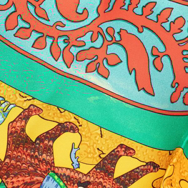 Pre-owned Hermès Early America Silk Scarf Green