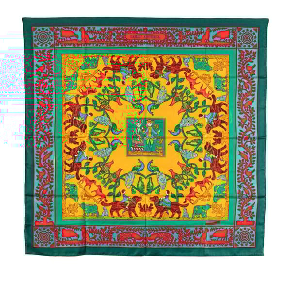Pre-owned Hermès Early America Silk Scarf Green