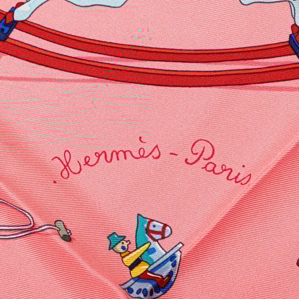 Pre-owned Hermès Raconte Moi le Cheval Silk Scarf Pink