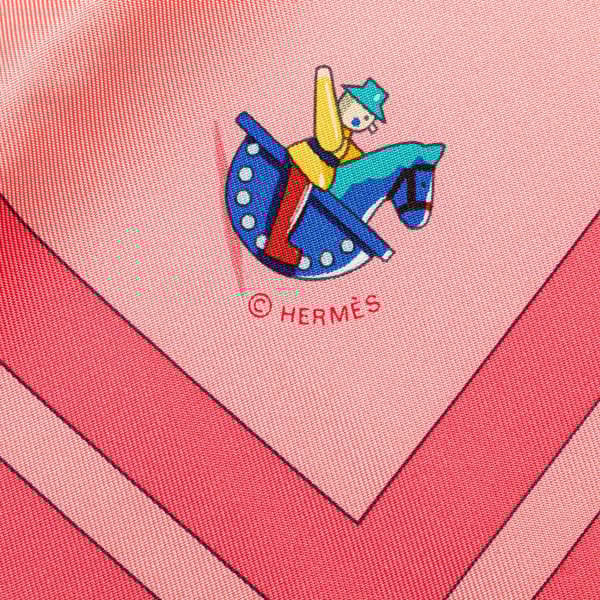 Pre-owned Hermès Raconte Moi le Cheval Silk Scarf Pink