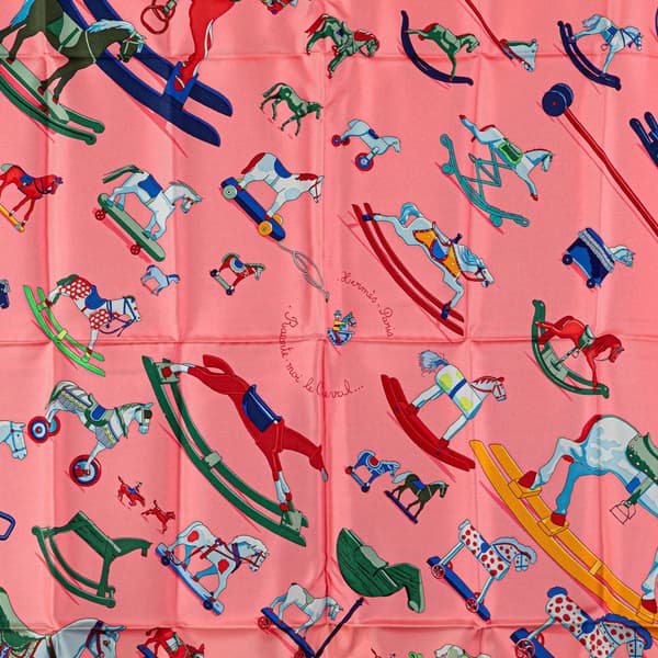 Pre-owned Hermès Raconte Moi le Cheval Silk Scarf Pink