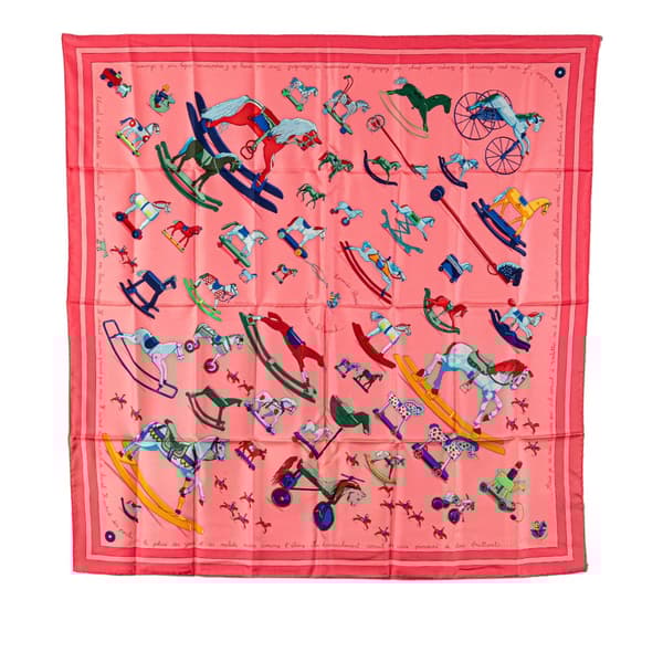 Pre-owned Hermès Raconte Moi le Cheval Silk Scarf Pink