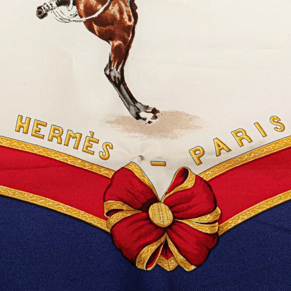 Pre-owned Hermès Ecole Francaise d'Equitation Silk Scarf Blue