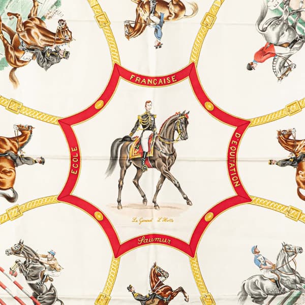 Pre-owned Hermès Ecole Francaise d'Equitation Silk Scarf Blue