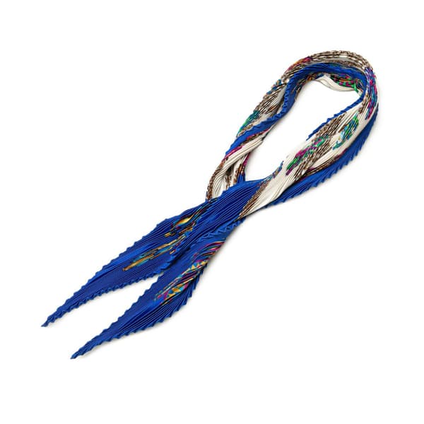 Pre-owned Hermès Les Rubans du Cheval Pleated Silk Scarf Blue