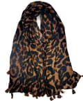 Miniatyrbild 1 av 2: Agélii Fashion - Leopardmönstrad scarf med tofsar - flera färgval