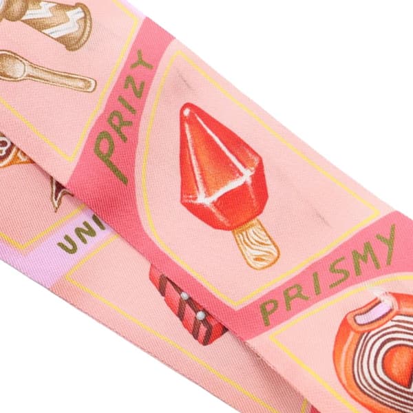 Pre-owned Hermès Funny Ice Cream Silk Twilly Scarf Pink