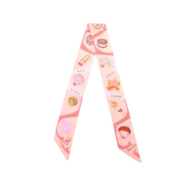 Pre-owned Hermès Funny Ice Cream Silk Twilly Scarf Pink
