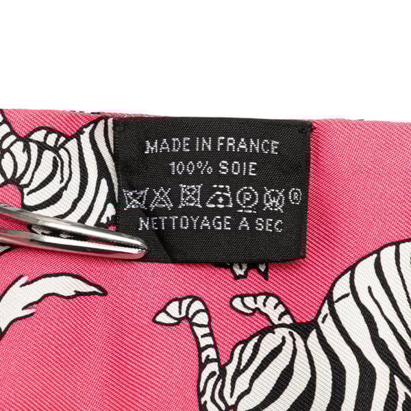 Pre-owned Hermès Les Zebres Silk Twilly Scarf Pink