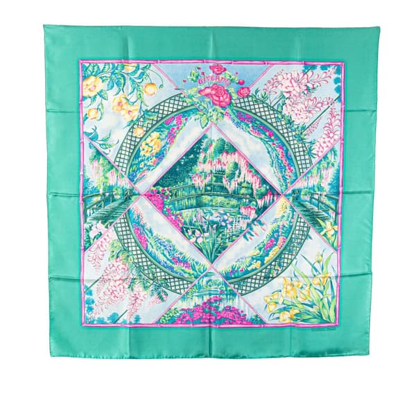 Pre-owned Hermès Giverny Silk Scarf Green