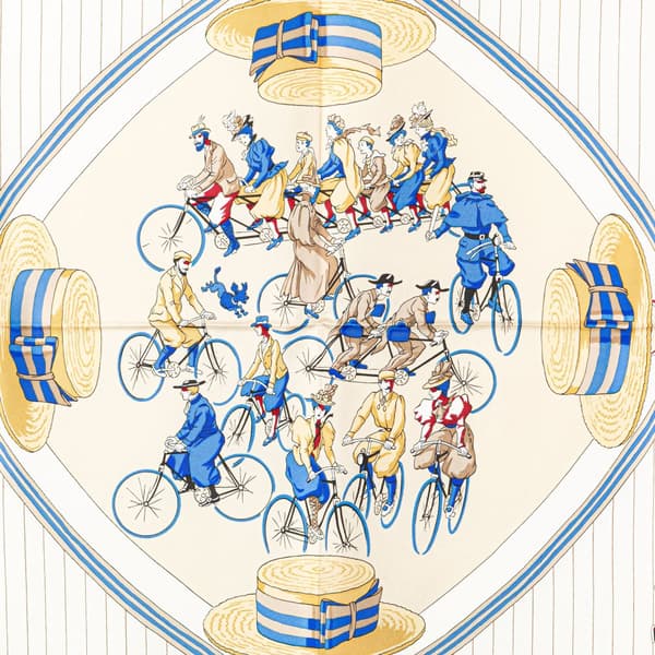Pre-owned Hermès Les Becanes Silk Scarf White