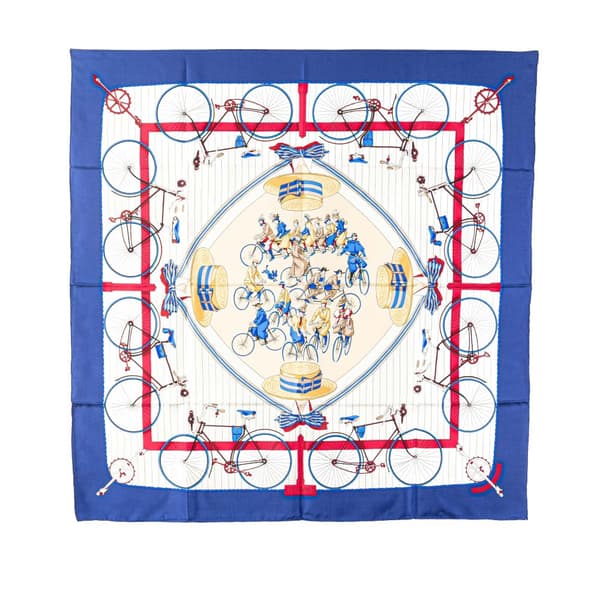 Pre-owned Hermès Les Becanes Silk Scarf White