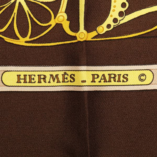 Pre-owned Hermès Les Muserolles Silk Scarf Brown