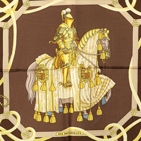 Pre-owned Hermès Les Muserolles Silk Scarf Brown