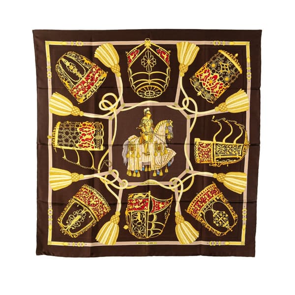Pre-owned Hermès Les Muserolles Silk Scarf Brown