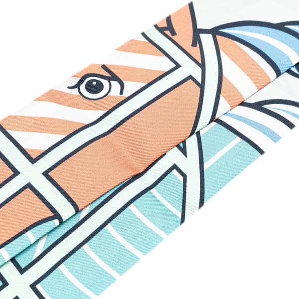 Pre-owned Hermès Quadrige Bayadere Silk Twilly Scarf Blue