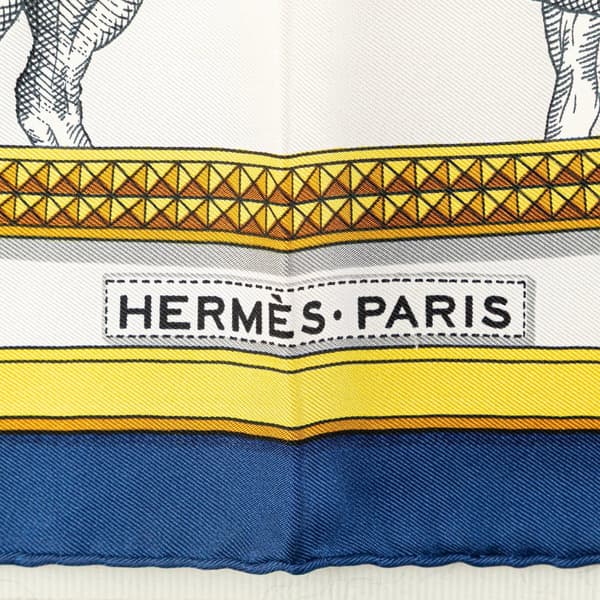 Pre-owned Hermès Grand Apparat Silk Scarf White