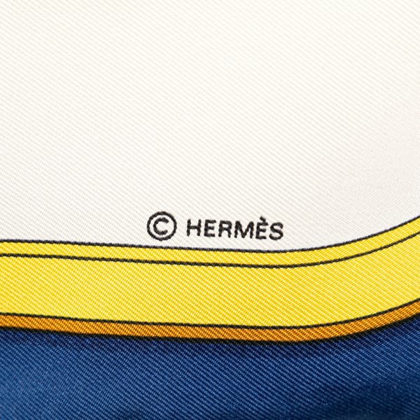 Pre-owned Hermès Grand Apparat Silk Scarf White