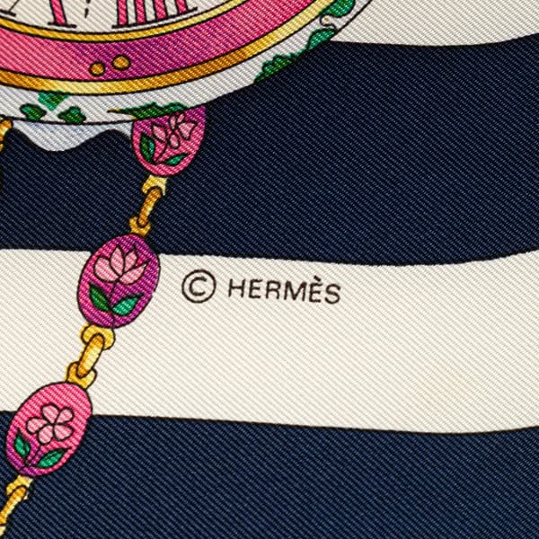 Pre-owned Hermès Parmi Les Fleurs Je Compte Les Heures Silk Scarf Blue
