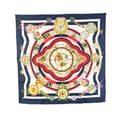 Miniatyrbillede 1 af 6: Pre-owned Hermès Parmi Les Fleurs Je Compte Les Heures Silk Scarf Blue